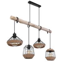 Hängeleuchte Surri in Schwarz max. 60 Watt - Dunkelbraun/Schwarz, LIFESTYLE, Naturmaterialien/Holz (105/21/120cm) - Globo
