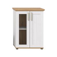 Vitrina Verona, Bela, Barva Macesna - srebrne barve/črna, Design, umetna masa/leseni material (64/88/37cm) - Livetastic