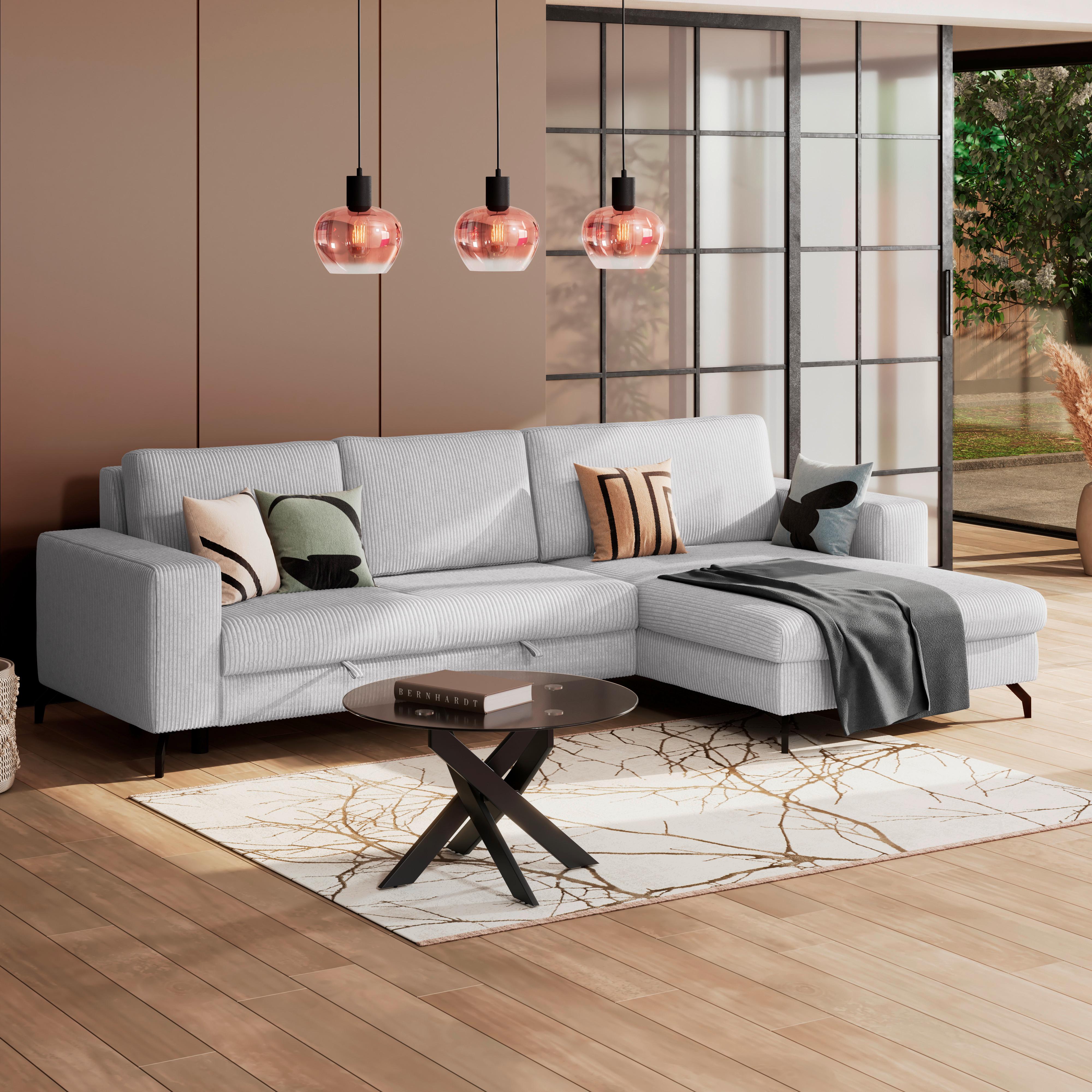 Kutna Garnitura Cloud - svijetlo siva, Trend, tekstil (290/178cm) - Modern Living