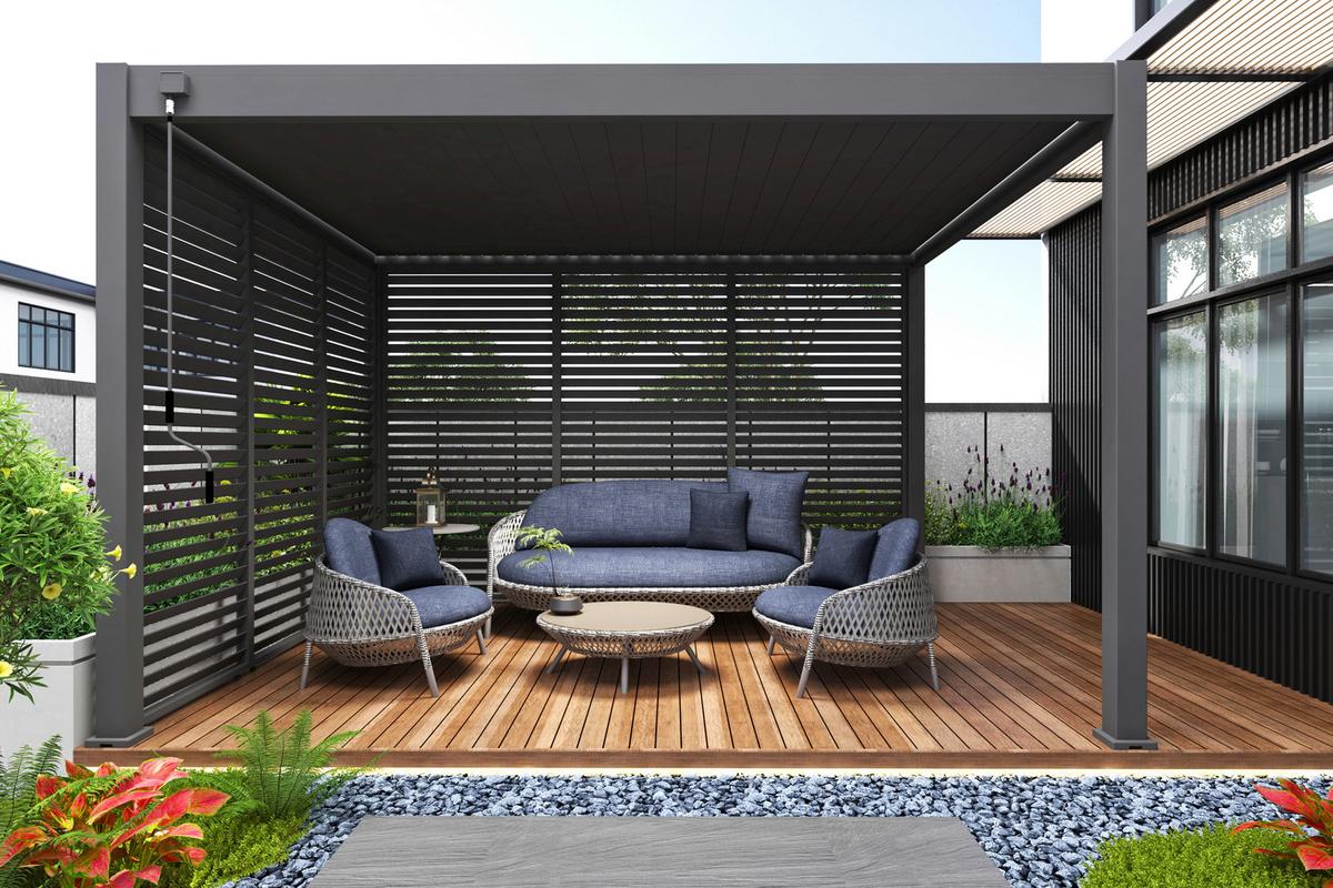 PERGOLA-SEITENTEIL WEIDE 93CM ANTHRAZIT - Anthrazit, Basics, Metall (93/235/10cm) - Gardenson