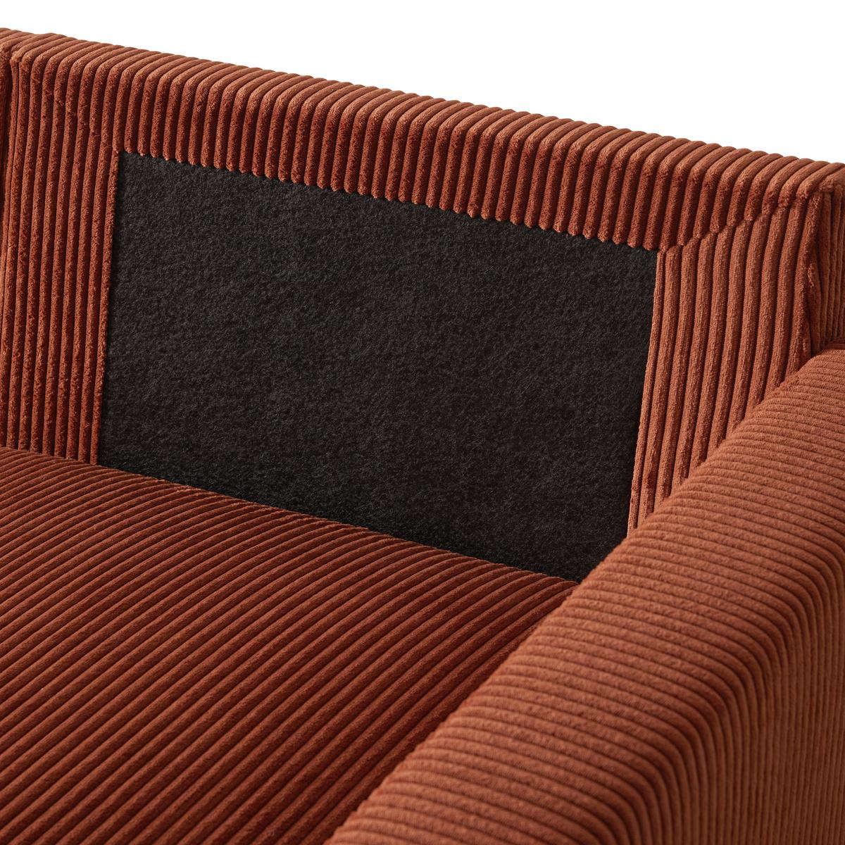 Wohnlandschaft Martina ACV links Terracotta Cord - Terracotta/Schwarz, MODERN, Holz/Holzwerkstoff (204/276/146cm) - Mömax