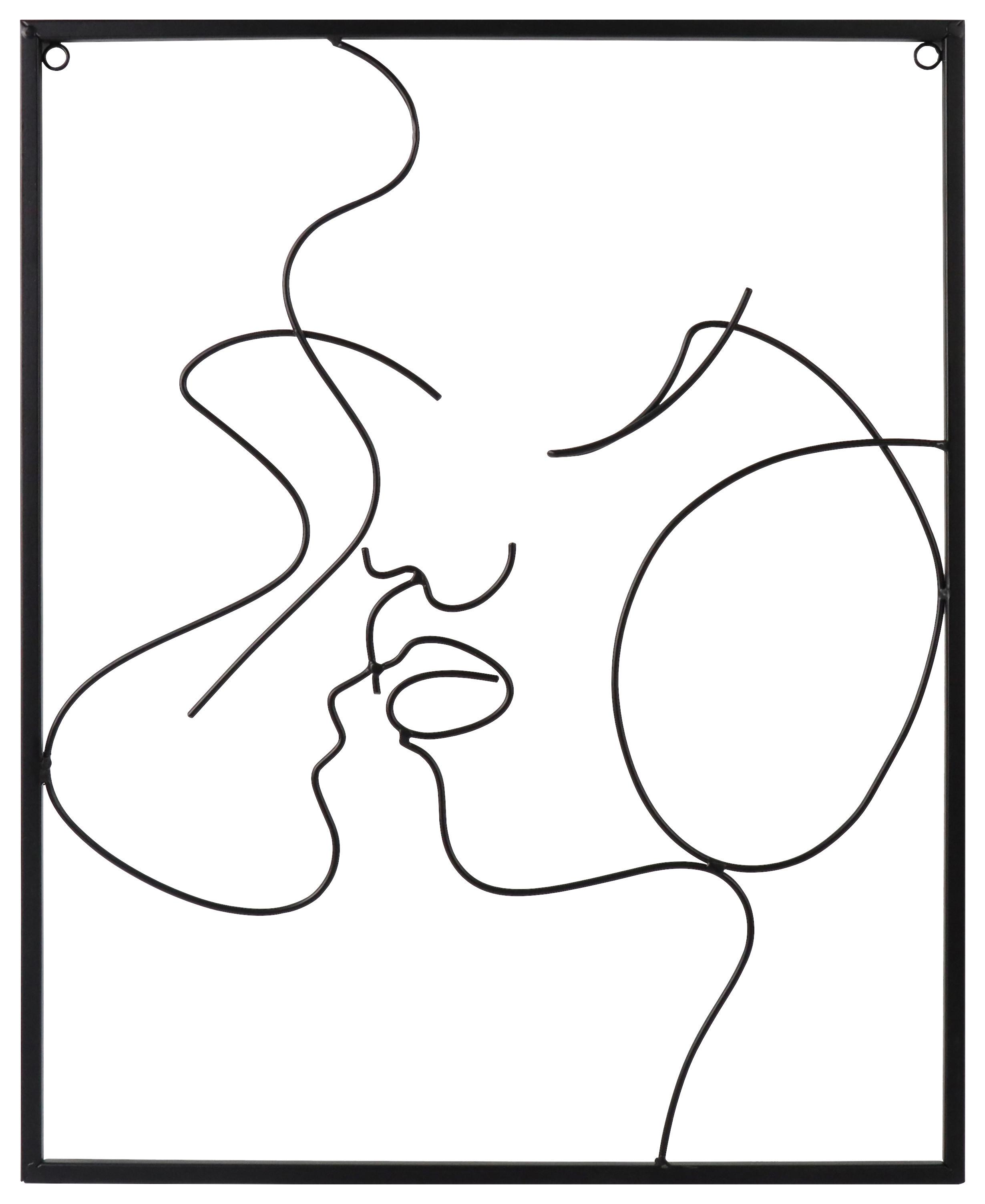 Fali Dekoráció Lady - Fekete, modern, Fém (36/45cm) - Modern Living
