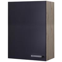Kuhinjska Zgornja Omarica Milano, Antracit, Hrast, Š. 60 - barve nerjavečega jekla/barve hrasta, Moderno, kovina/leseni material (60/89/32cm) - FlexWell