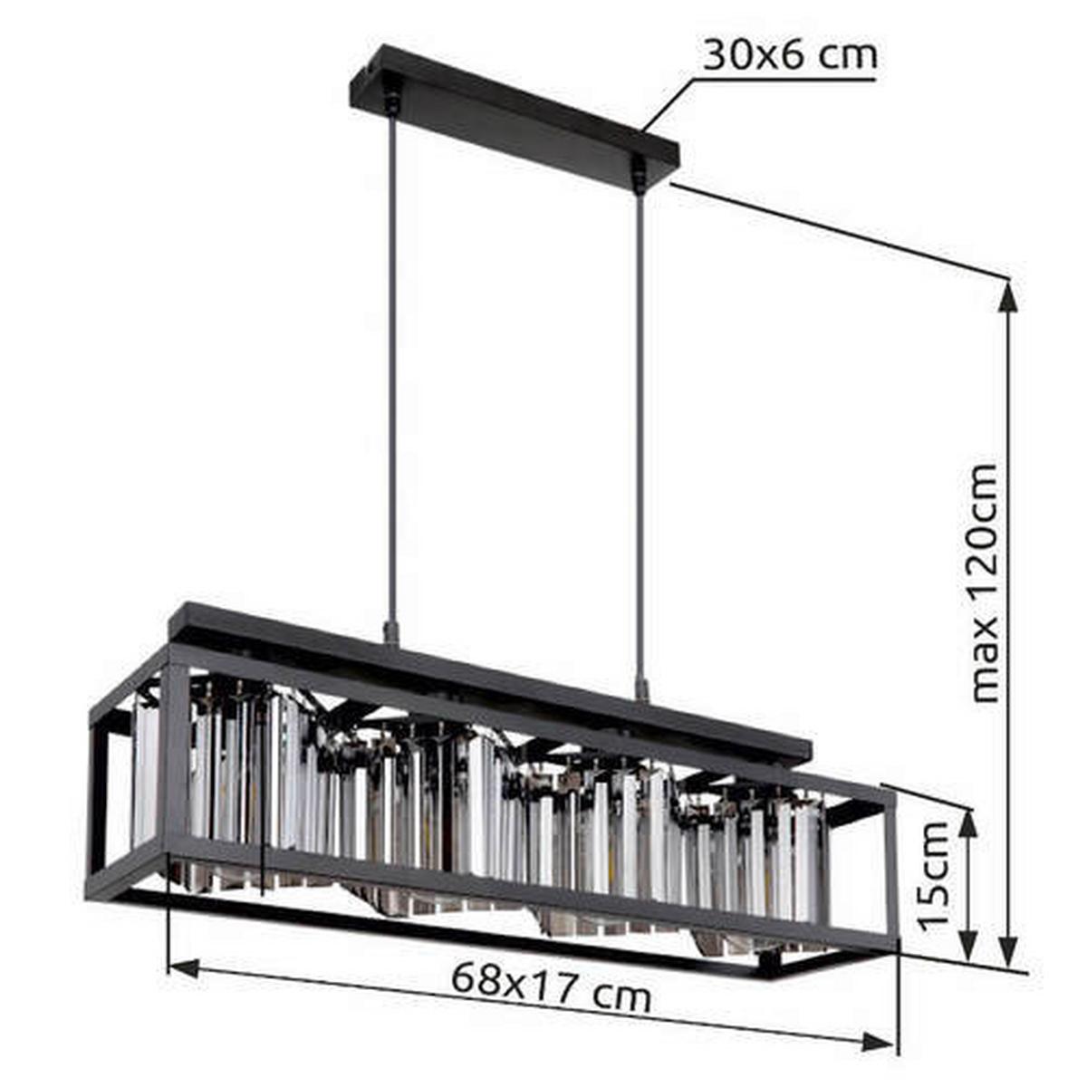 HÄNGELEUCHTE 15697-4H MATHILDE - Schwarz, Design, Kunststoff/Metall (68/17/120cm) - Globo