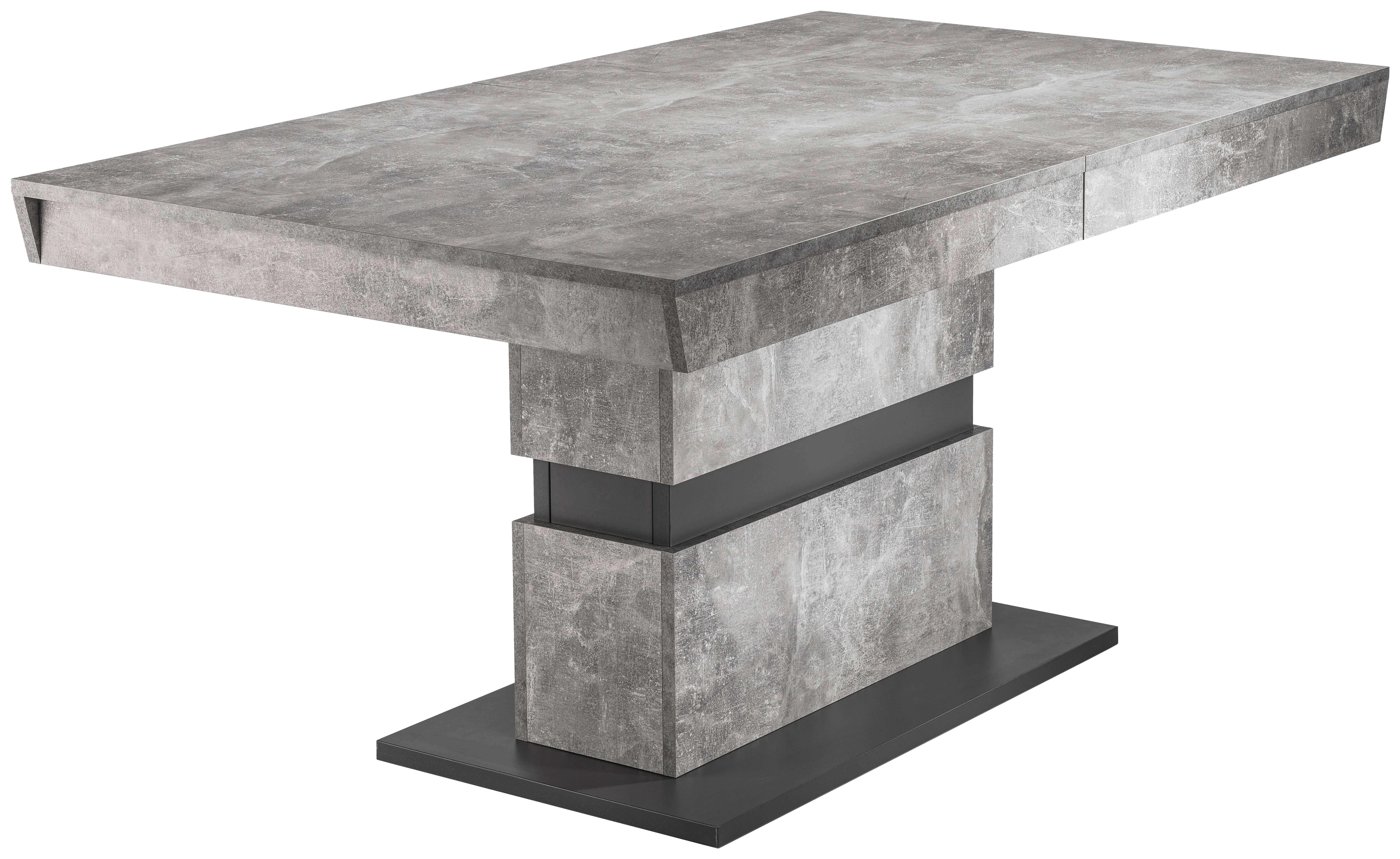 Esstisch ausziehbar Matthew 160-215x90 cm Grau Betonoptik - Dunkelgrau/Grau, MODERN, Holzwerkstoff (160/90/75cm) - MID.YOU