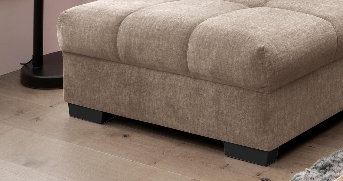 Wohnlandschaft Alvito Hellbraun Velours - Hellbraun/Dunkelbraun, MODERN, Holz/Textil (202/298cm) - MID.YOU