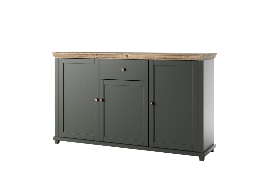Komód Evora - tölgyfa/zöld, Design, faalapú anyag (160/93/42cm)