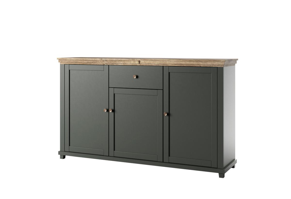 Komód Evora - tölgyfa/zöld, Design, faalapú anyag (160/93/42cm)
