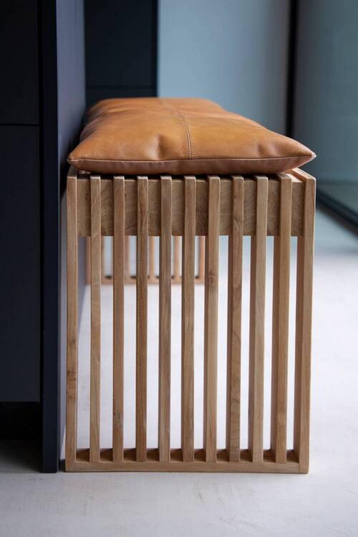 Bankauflage Lederkissen - Braun, Design, Leder (104/3/35cm) - MID.YOU