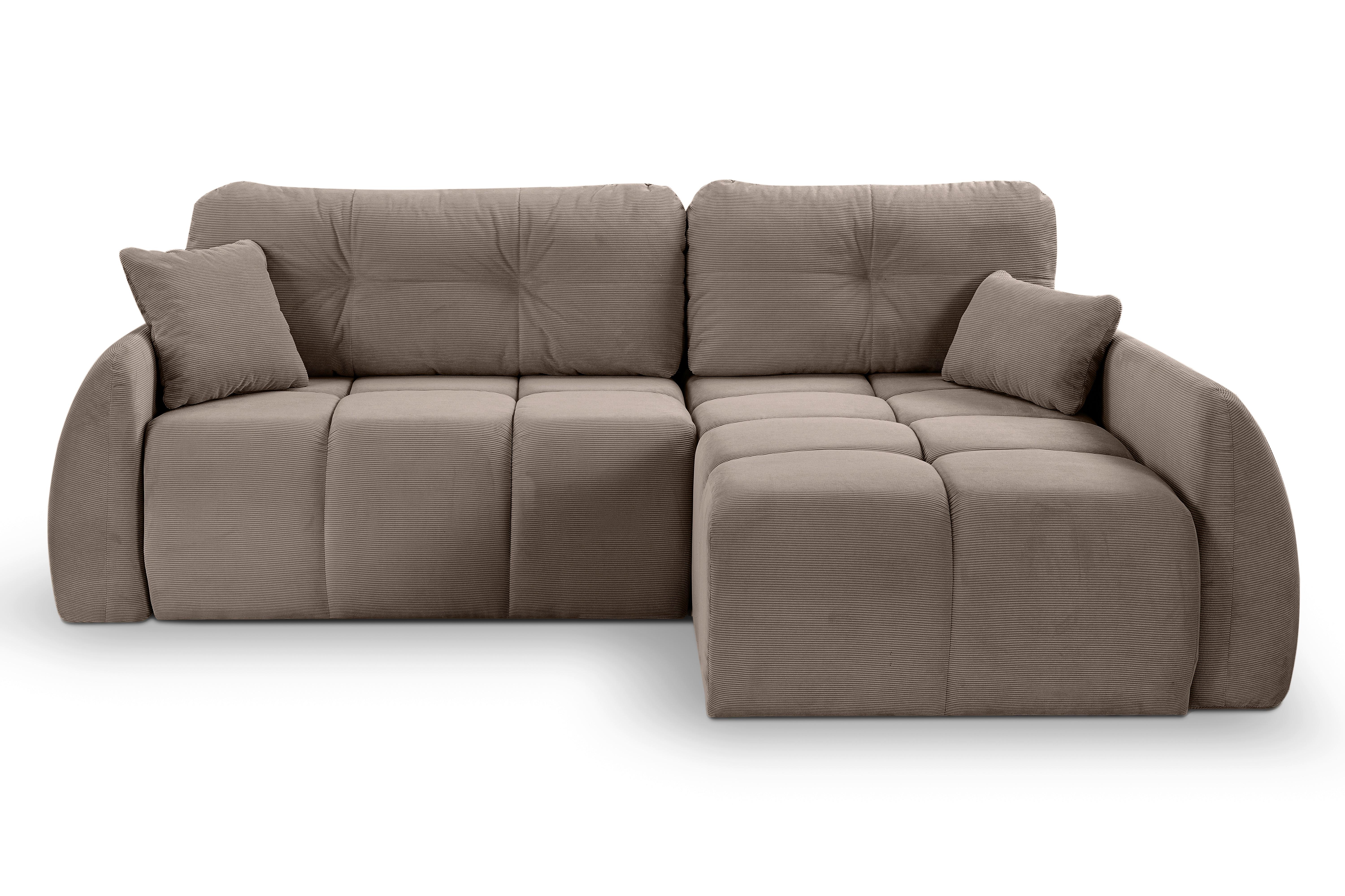 Ecksofa Sancho Long Beigebraun - Beigebraun/Schwarz, Basics, Holz/Kunststoff (255/155cm) - MID.YOU