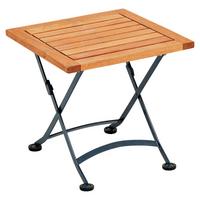 Gartenhocker "Schlossgarten" aus Eukalyptus, natur/schwarz - Schwarz/Naturfarben, ROMANTIK / LANDHAUS, Holz/Metall (45/43,5/45cm) - Gardenson