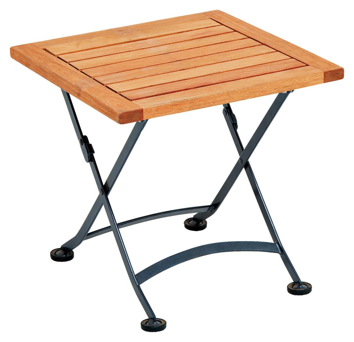 Gartenhocker "Schlossgarten" aus Eukalyptus, natur/schwarz - Schwarz/Naturfarben, ROMANTIK / LANDHAUS, Holz/Metall (45/43,5/45cm) - Gardenson