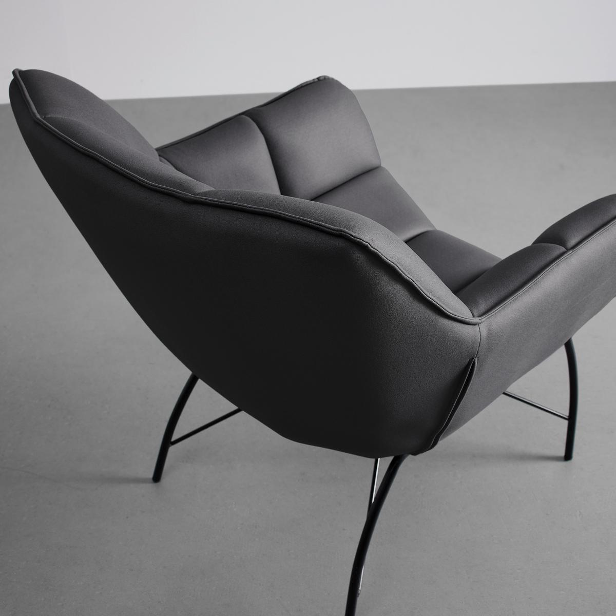 Relaxsessel dunkelgrau, "Robin" - Dunkelgrau/Schwarz, MODERN, Textil/Metall (72/78/81cm) - Bessagi Home