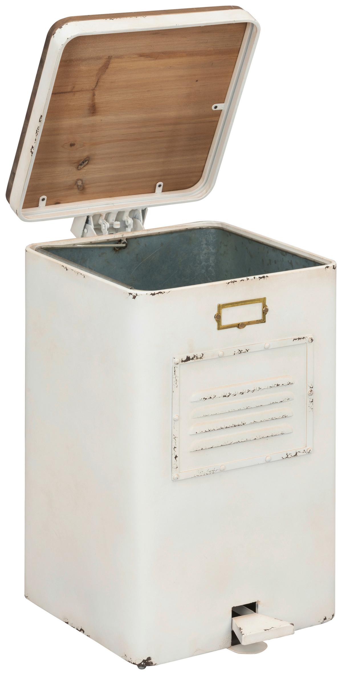 KOSZ NA ODPADY OFFICE - kolor naturalny/biały, Konventionell, metal/drewno (35/63/45.5cm) - Livetastic