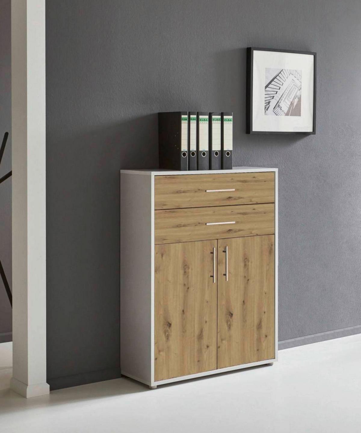 AKTENSCHRANK OFFICE EDITION - Hellgrau/Eiche Artisan, LIFESTYLE, Holzwerkstoff (84,4/113,6/33cm) - MID.YOU