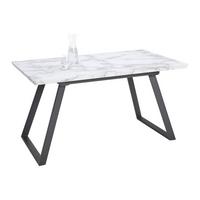 Ausziehtisch Luigi Marmoroptik ca. 180x80x76cm - Schwarz/Weiß, MODERN, Holzwerkstoff/Metall (140-180/80/76cm) - Bessagi Home