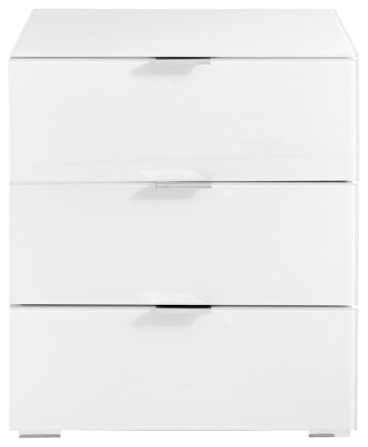 SZAFKA NOCNA VEGAS - biały/kolor chromowy, Design, materiał drewnopochodny/tworzywo sztuczne (50/56/42cm) - Novel