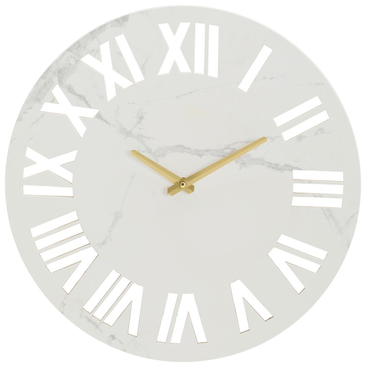ZEGAR ŚCIENNY ELLI - biały, Lifestyle, kamień/materiał drewnopochodny (40/40/3,1cm) - Xora