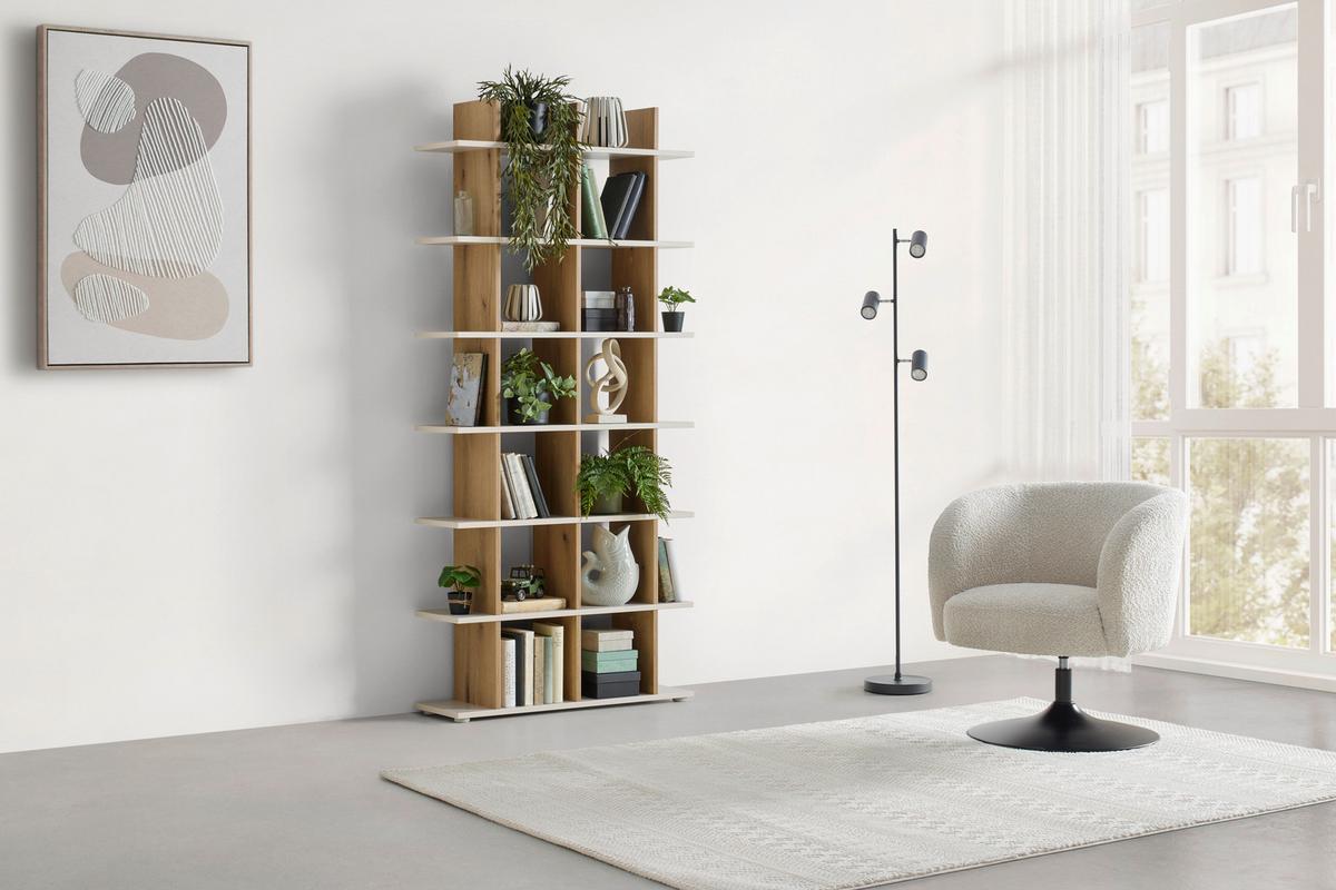 Regal Lotto Plus - kašmir/barve hrasta, Moderno, leseni material (79,8/175,2/25,5cm) - Mömax