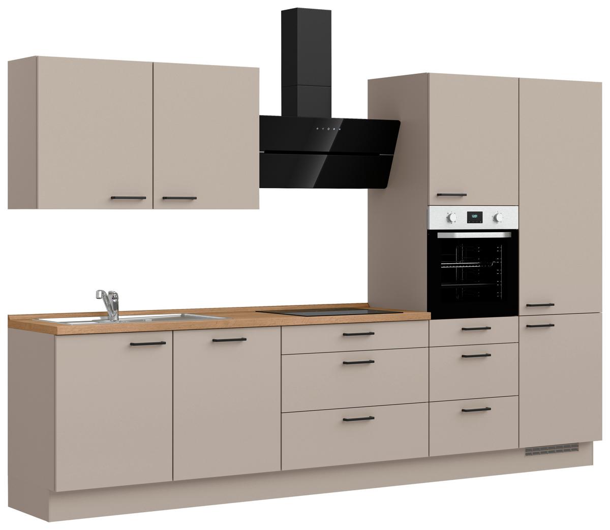 Küchenleerblock Easytouch High o. Geräte Sandfarben - Sandfarben/Eichefarben, MODERN, Holzwerkstoff/Metall (330cm) - Nobilia