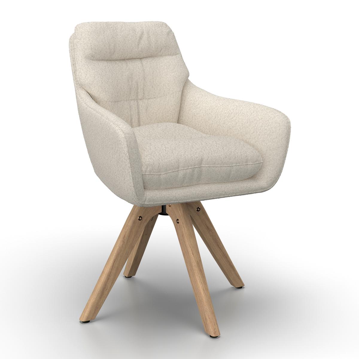 Naslanjač Juana, Krem Barve - krem barve/naravne barve, Moderno, tekstil/les (61/93/65cm) - Bessagi Home