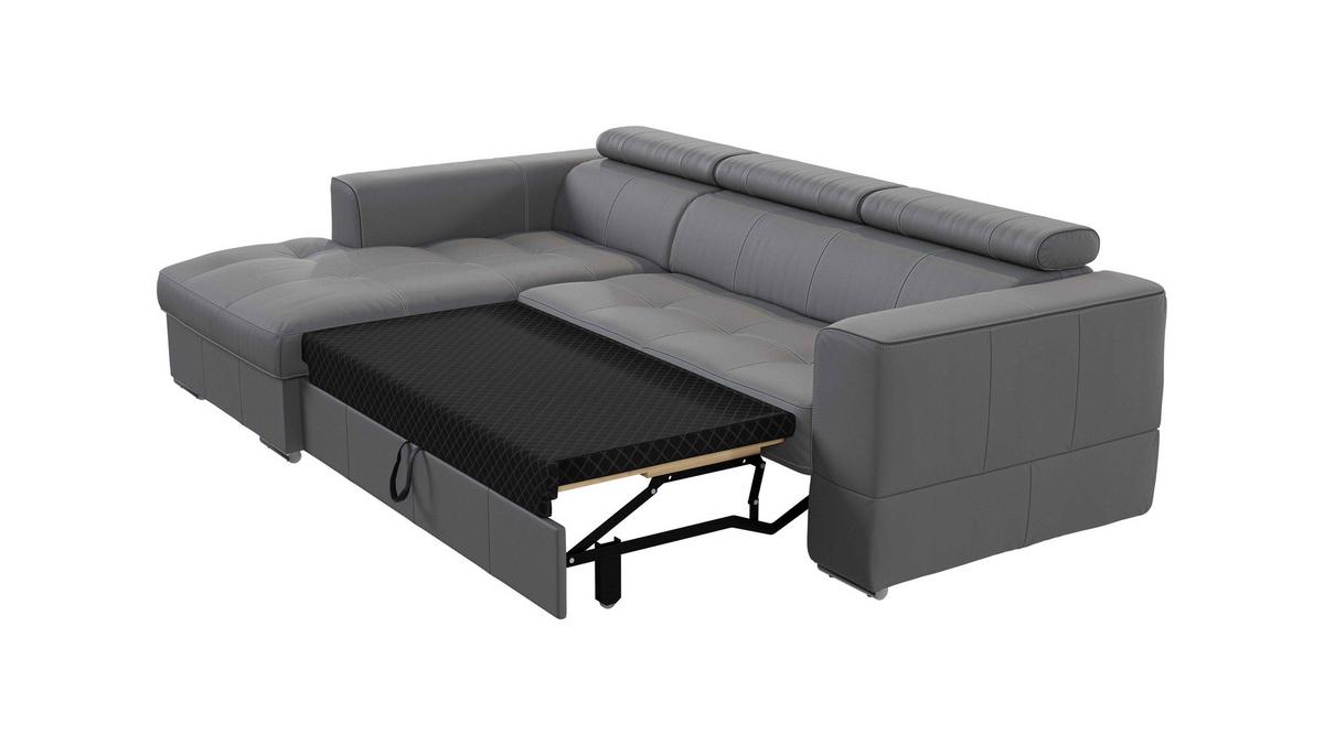 Sarokkanapé Ágyfunkcióval Go - szürke, Konventionell, bőr/faalapú anyag (174/274cm)