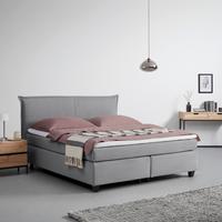 Boxbett Rinaldo ca. 180x200 cm Grau mit Topper - Schwarz/Grau, Modern, Holz/Kunststoff (180/200cm) - Bessagi Home