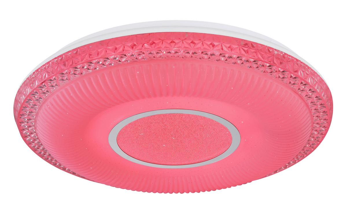 LED-DECKENLEUCHTE 48411-40RGB KLEMENS - Chromfarben/Weiss, Konventionell, Kunststoff/Metall (50/9cm) - Globo