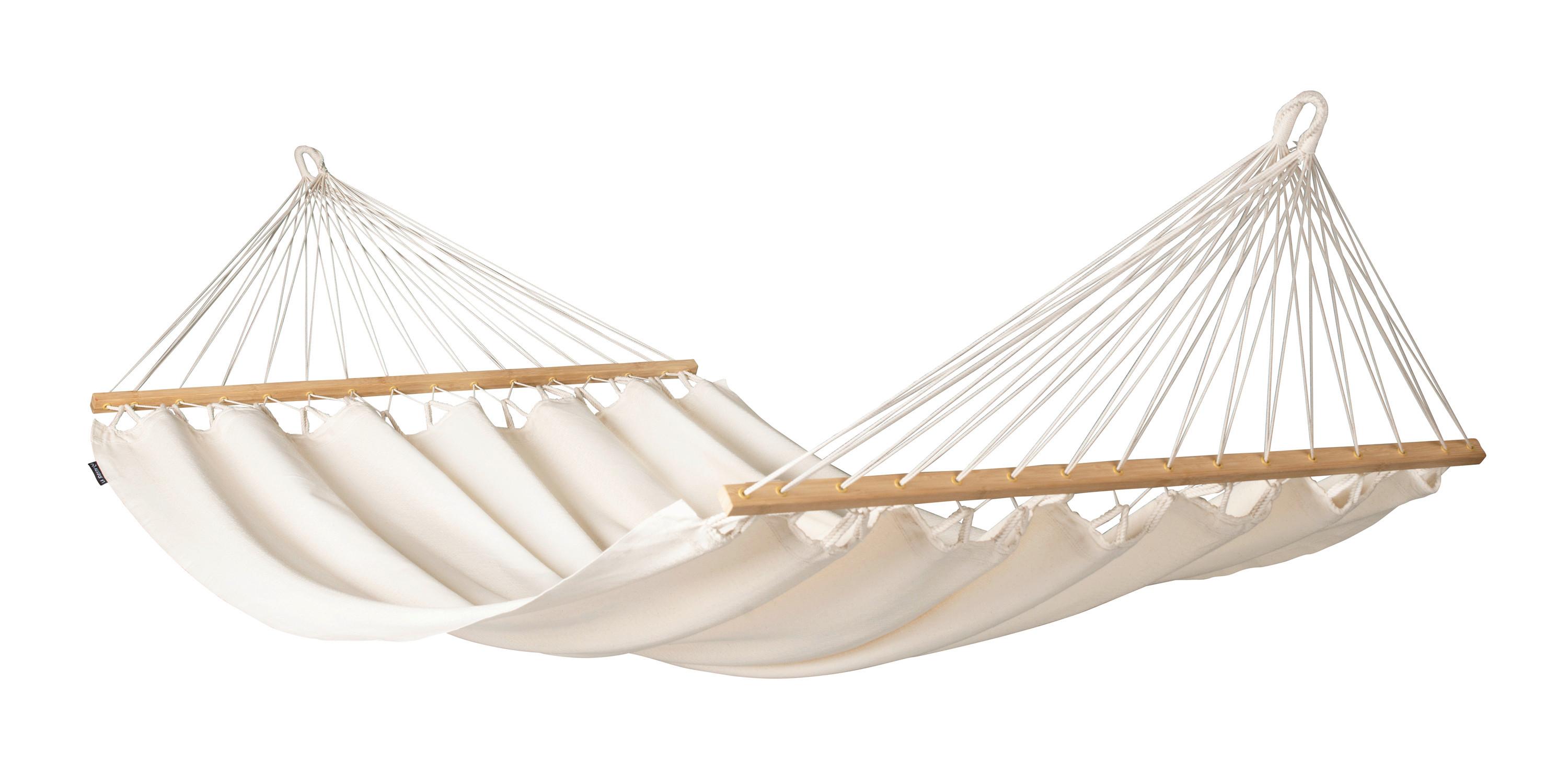 Hängematte Double Bar Hammock Echtholz Weiß - Weiß, KONVENTIONELL, Holz/Textil (160/350cm) - La Siesta