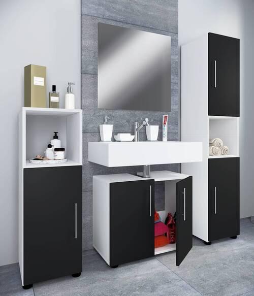 Kopalnica Flandu Ii, Bela, Črna - črna/bela, Moderno, leseni material (122cm) - MID.YOU