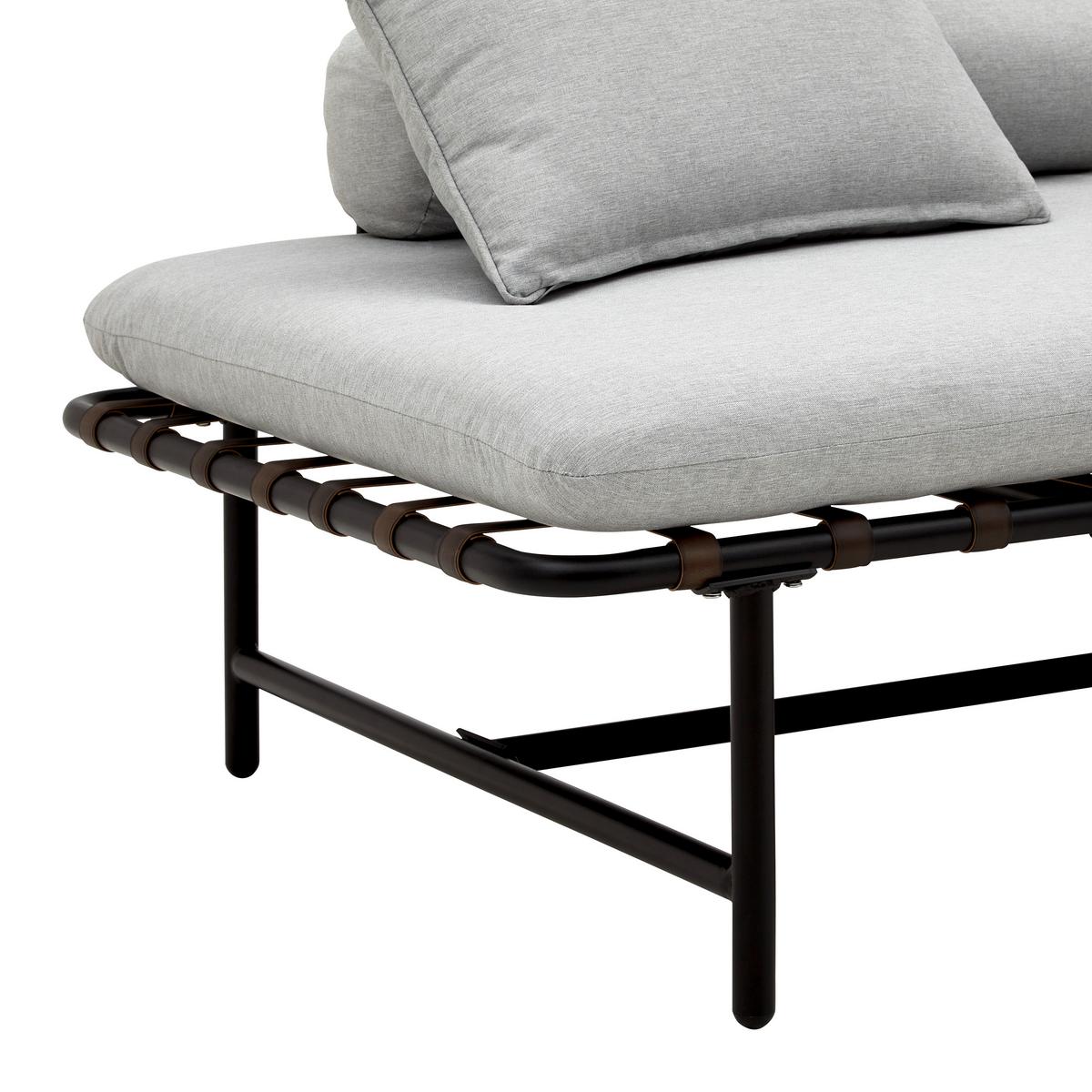 Gartenliege Norah Grau Outdoorstoff/Metall/Kunststoff - Grau, MODERN, Kunststoff/Textil (180/51/87cm) - Bessagi Garden