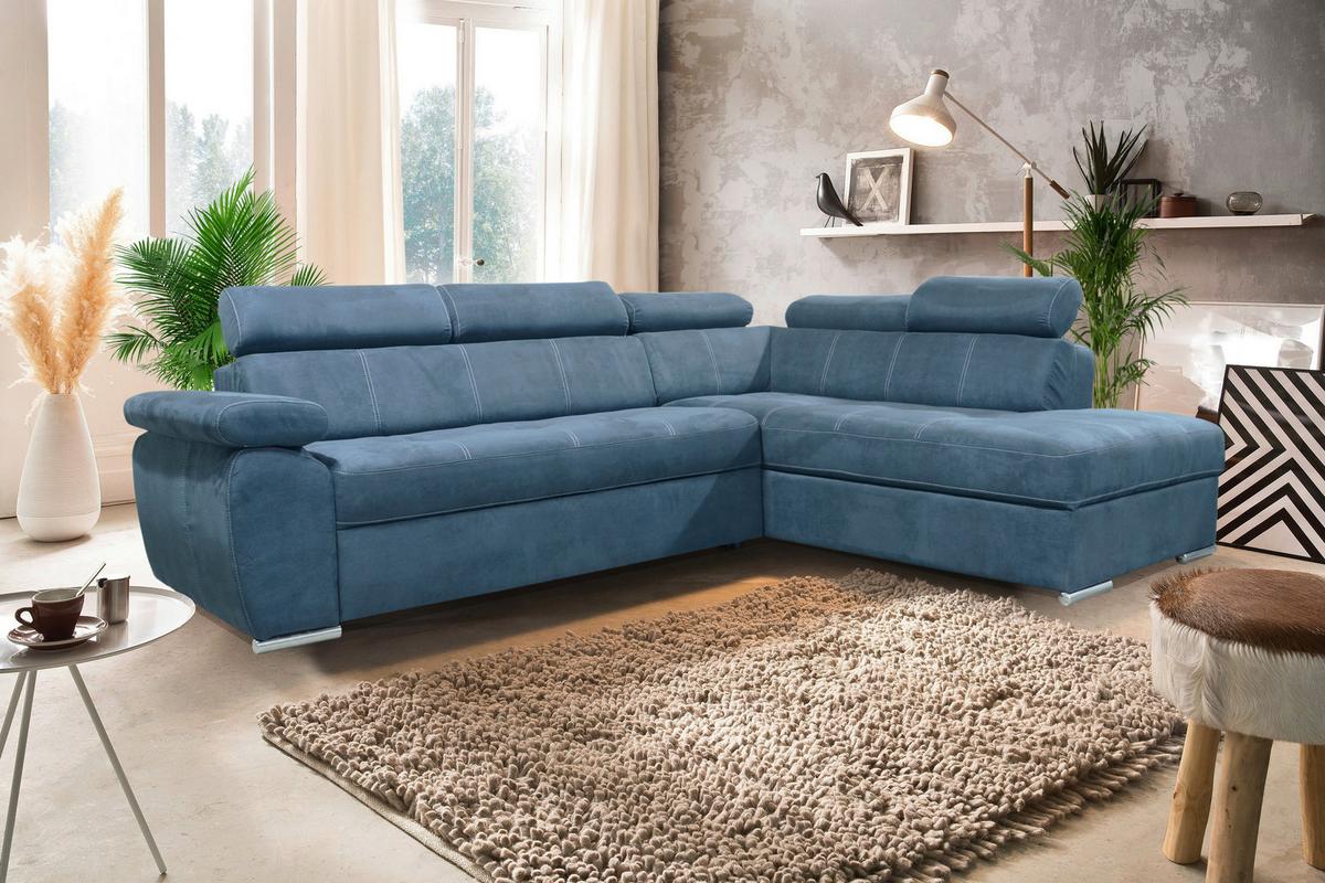 Sedežna Garnitura Casti Ii, Temno Modra, Ležišče, Predal - barve kroma/temno modra, Moderno, umetna masa/tekstil (270/205cm) - Mömax