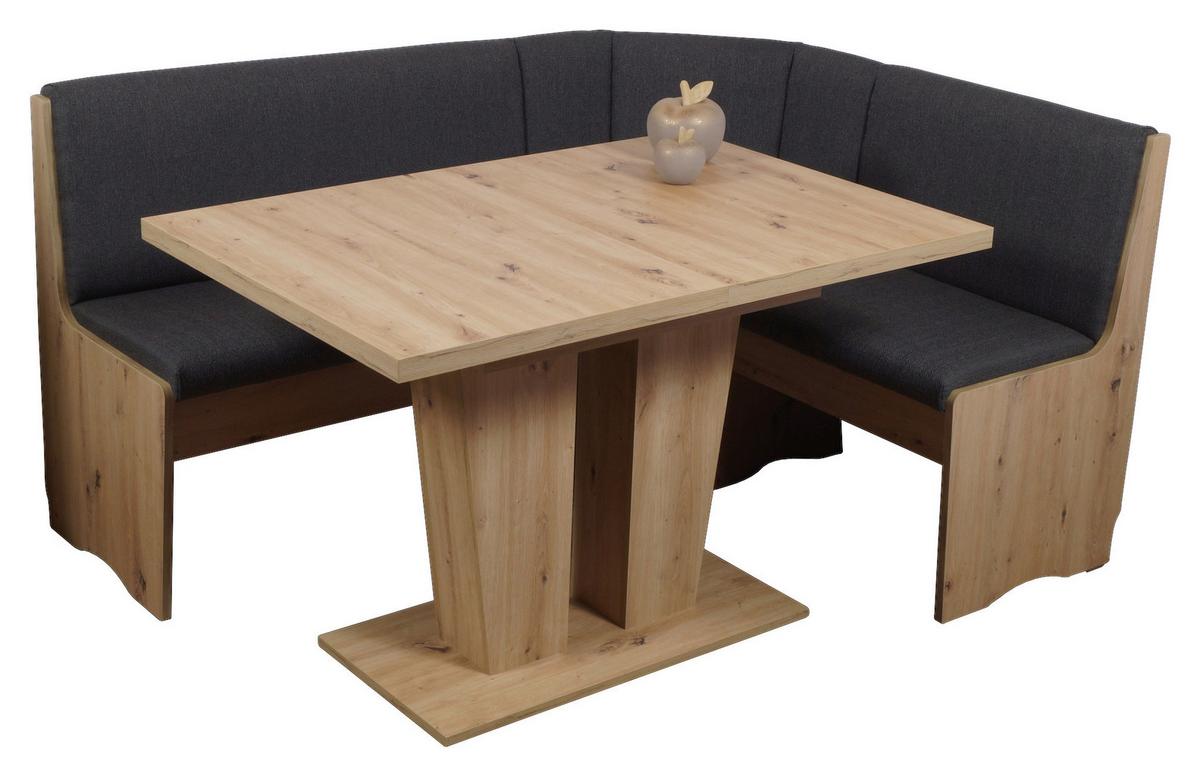 Eckbankgruppe Duisburg 4-tlg. Eiche Artisan/Grau - Dunkelgrau/Eiche Artisan, KONVENTIONELL, Holz/Holzwerkstoff (125/165cm) - P & B