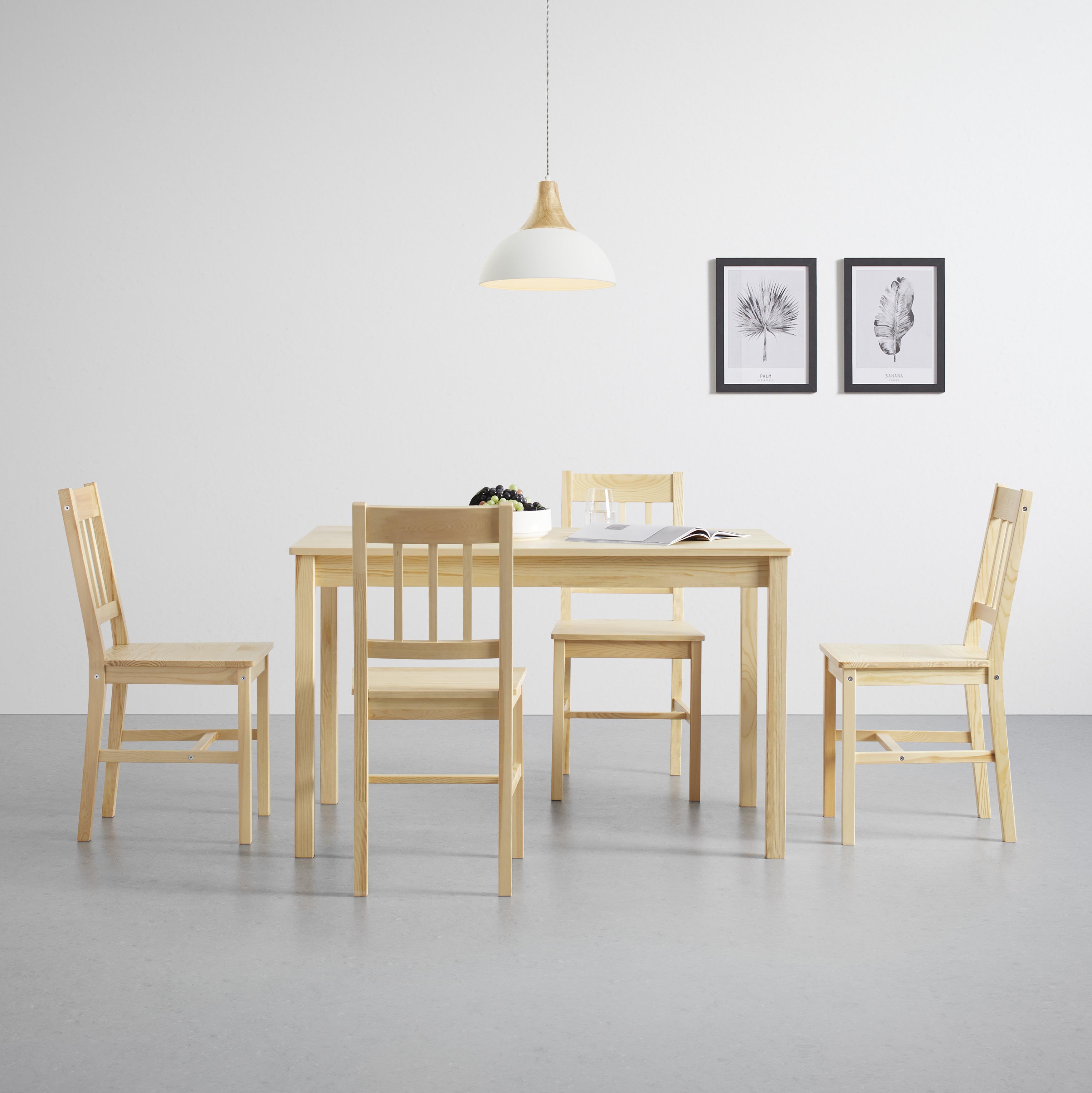 Sitzgruppe Massivholz "Amira", aus Kiefer - Naturfarben, MODERN, Holz (118/43/75/40.5/73/86cm) - Bessagi Home