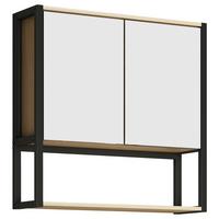 Omara Z Ogledalom Edino, Barva Hrasta - črna/medeni hrast, Moderno, kovina/steklo (60/60/17cm) - MID.YOU