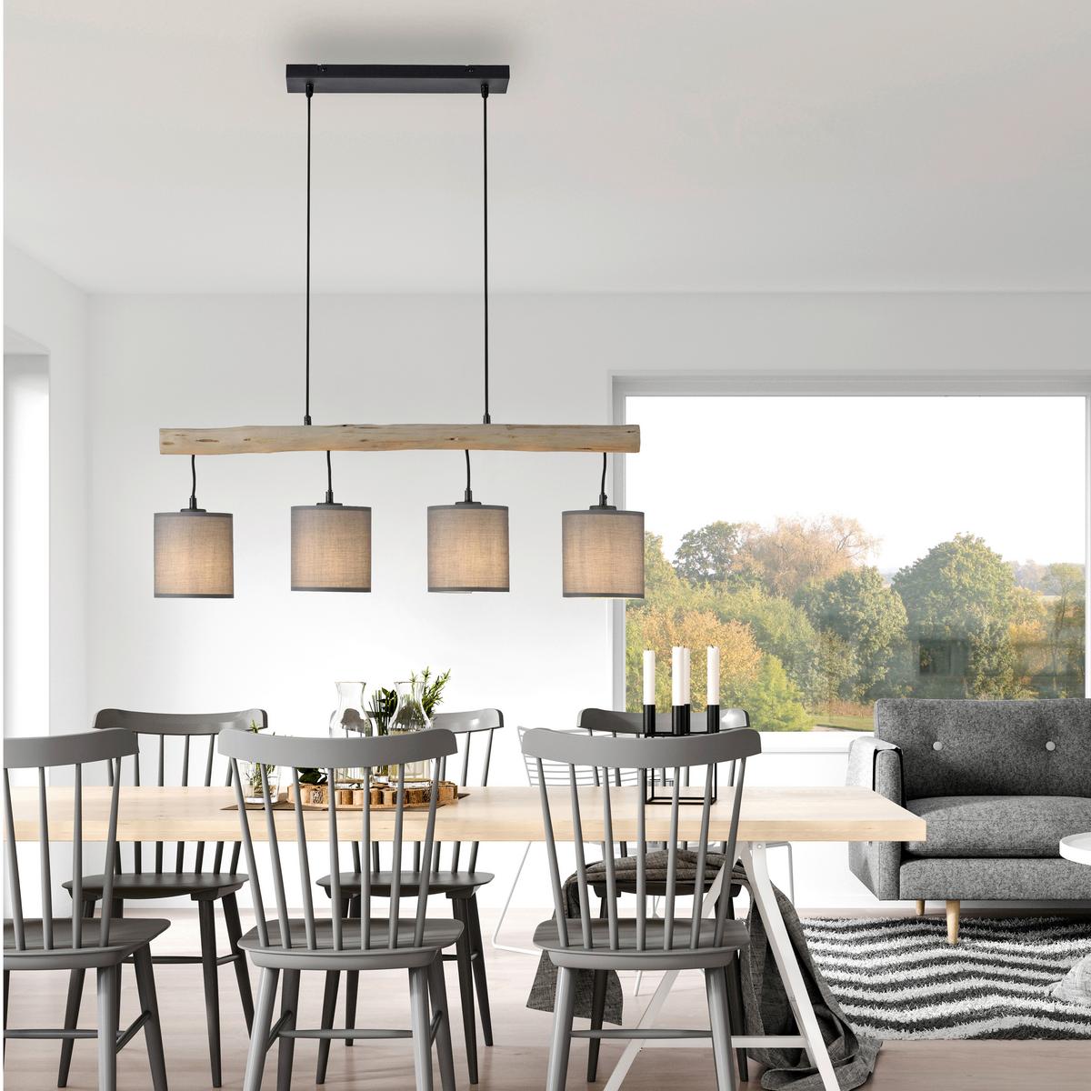 LAMPA ZWIESZANA 15783-29 TRIBU - czarny/taupe, Natur, tworzywo sztuczne/metal (82,5/13,5/60-120cm) - Just Light