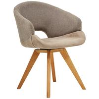 KRZESŁO Z PODŁOKIETNIKAMI RINCON - kolor dębowy/cappuccino, Design, drewno/tkanina (58/83/59cm) - Linea Natura