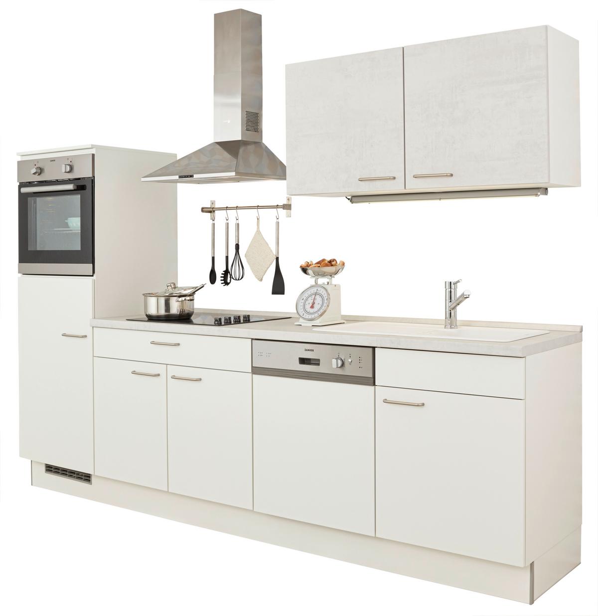 Küchenblock inkl. 4 E-Geräte PN 80/100 - Weiß/Grau, MODERN, Holzwerkstoff (280cm) - Pino