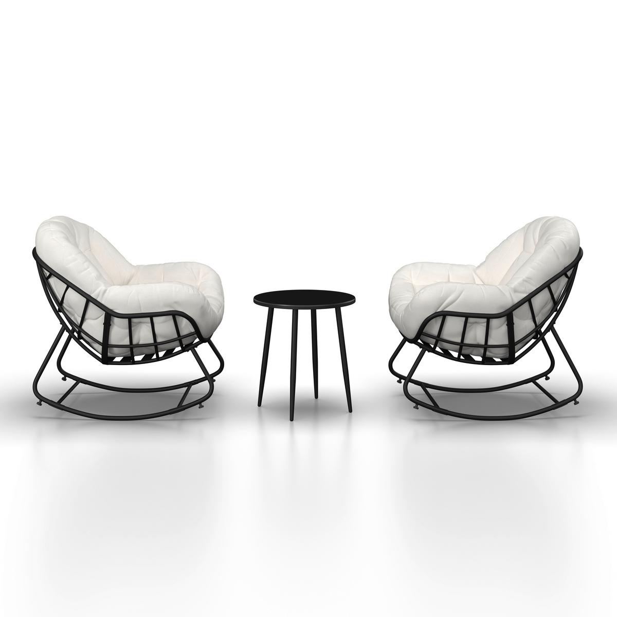 Set balcon Isabel - crem/negru, Modern, metal/textil - Bessagi Garden