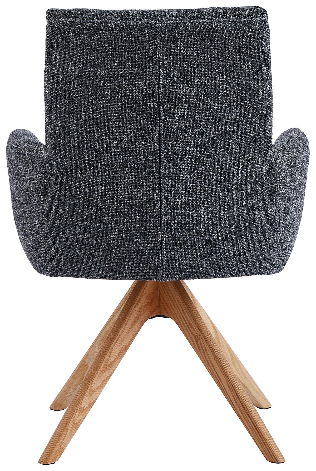 KRZESŁO Z PODŁOKIETNIKAMI MOLLY -EXKLUSIV- - kolor dębowy/antracytowy, Design, drewno/tkanina (60,5/88/67cm) - Novel