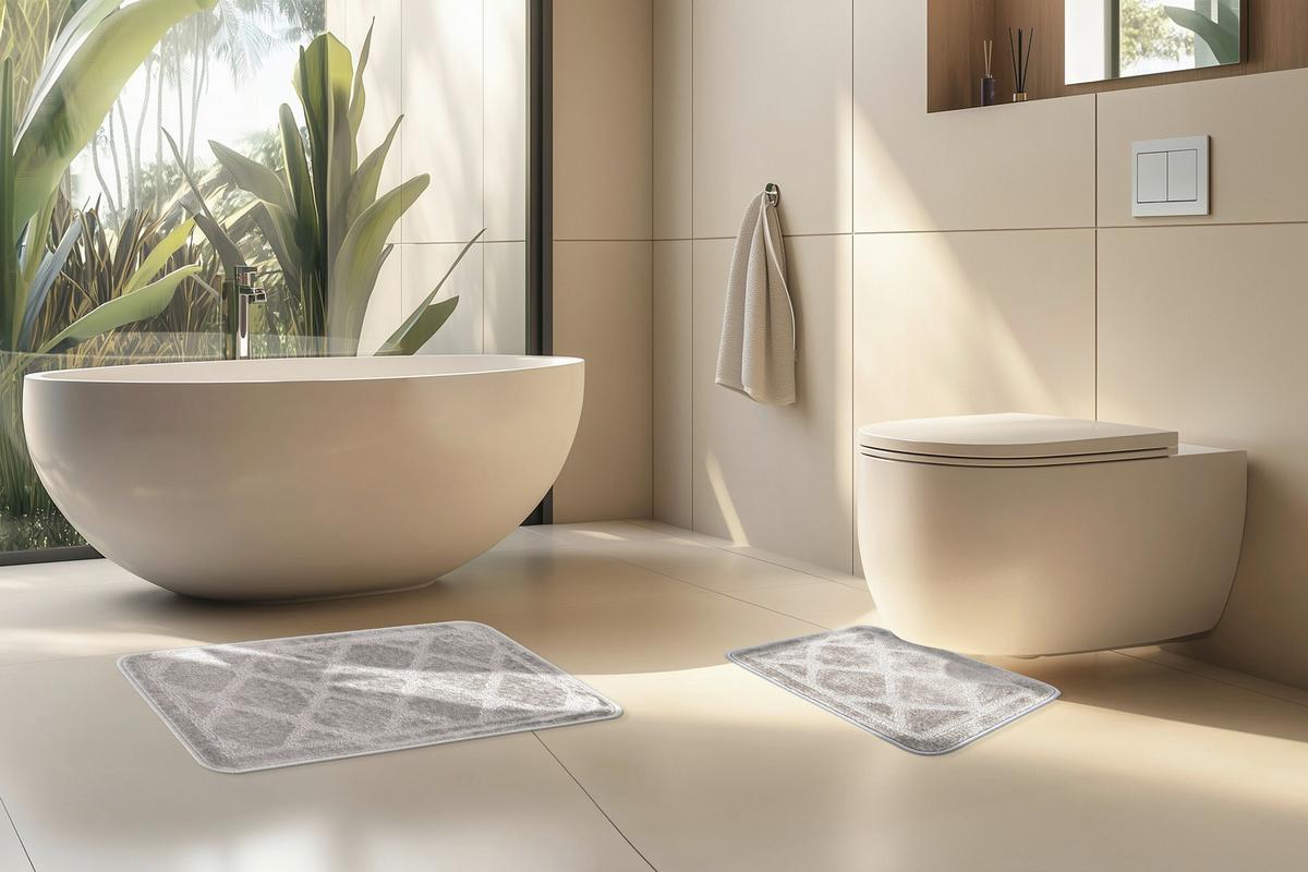 Bademattenset Lagoon 125 Silber  2er-Set - Basics (50/80cm) - Kayoom