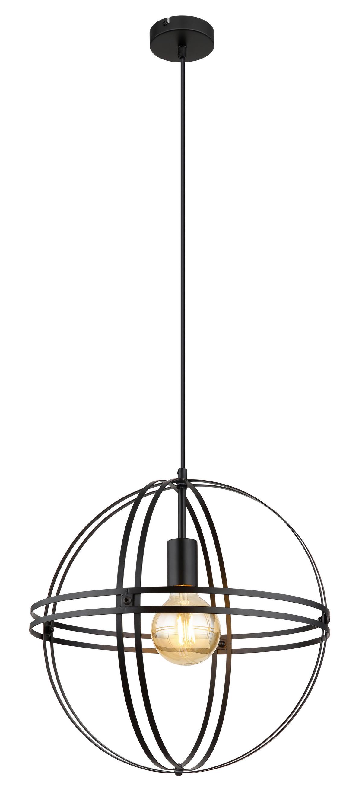 Hängeleuchte Tamara Schwarz matt max. 60 Watt - Schwarz, Design, Metall (40/120cm) - Globo