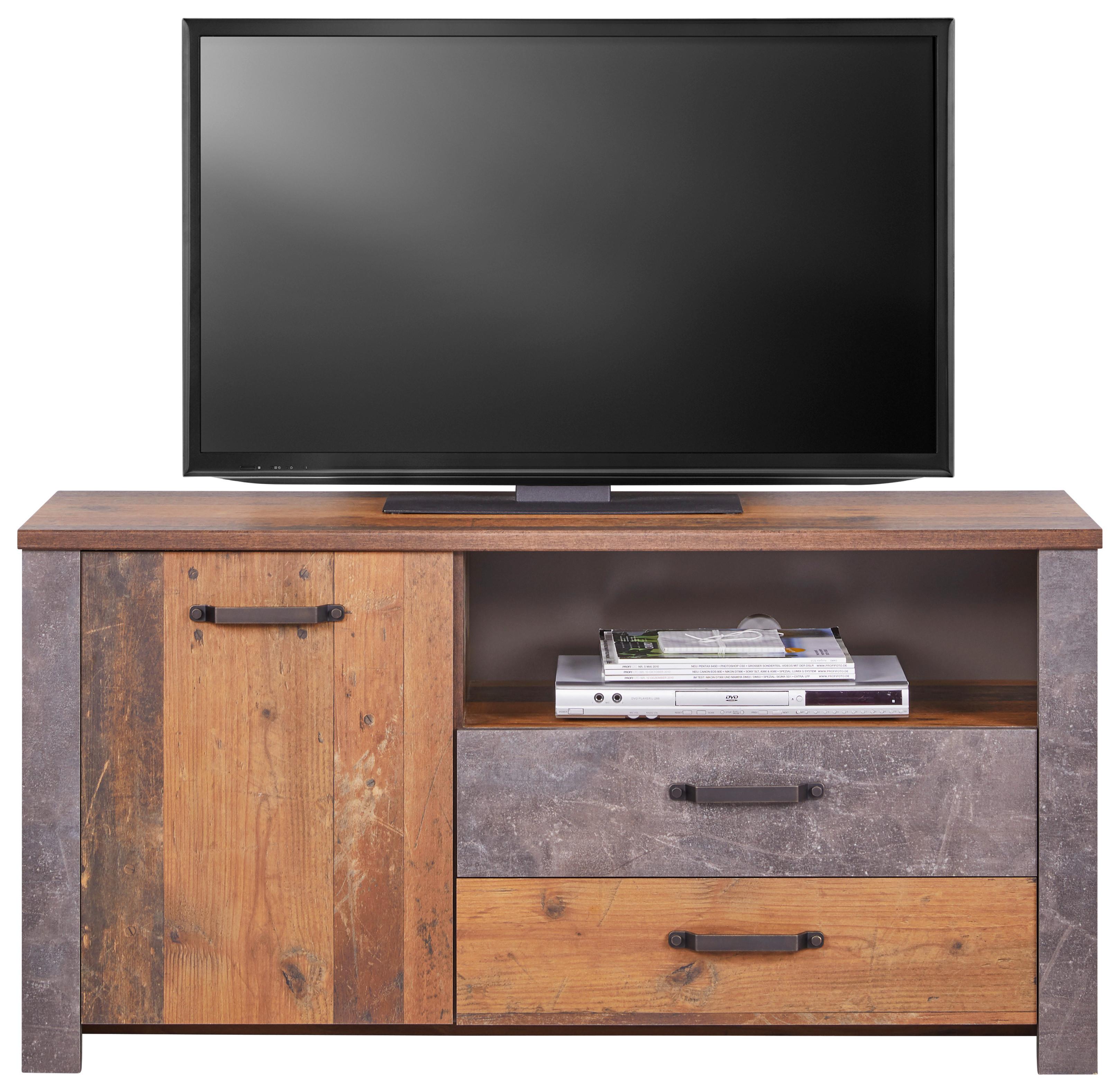 Comodă TV Ontario - gri închis/culoare lemn stejar, Trend, material pe bază de lemn (131/67,7/41,5cm) - Modern Living