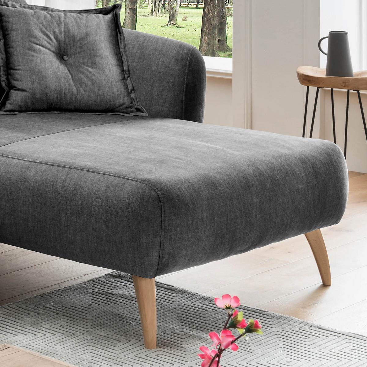 Wohnlandschaft Baggio Grau Velours - Buchefarben/Grau, MODERN, Holz/Textil (277/162cm) - Livetastic