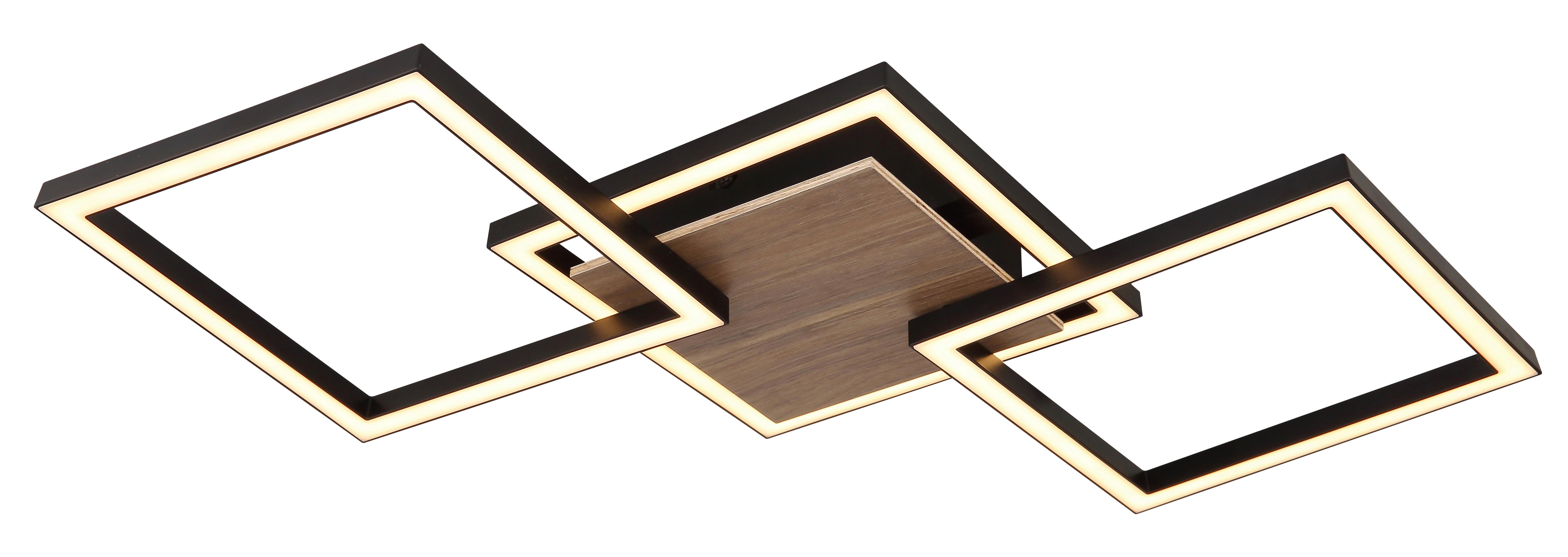 LED-Deckenleuchte Kaden Schwarz/Dunkelbraun max.24Watt - Dunkelbraun/Opal, Natur, Holzwerkstoff/Kunststoff (63/27,5/5,7cm) - Globo