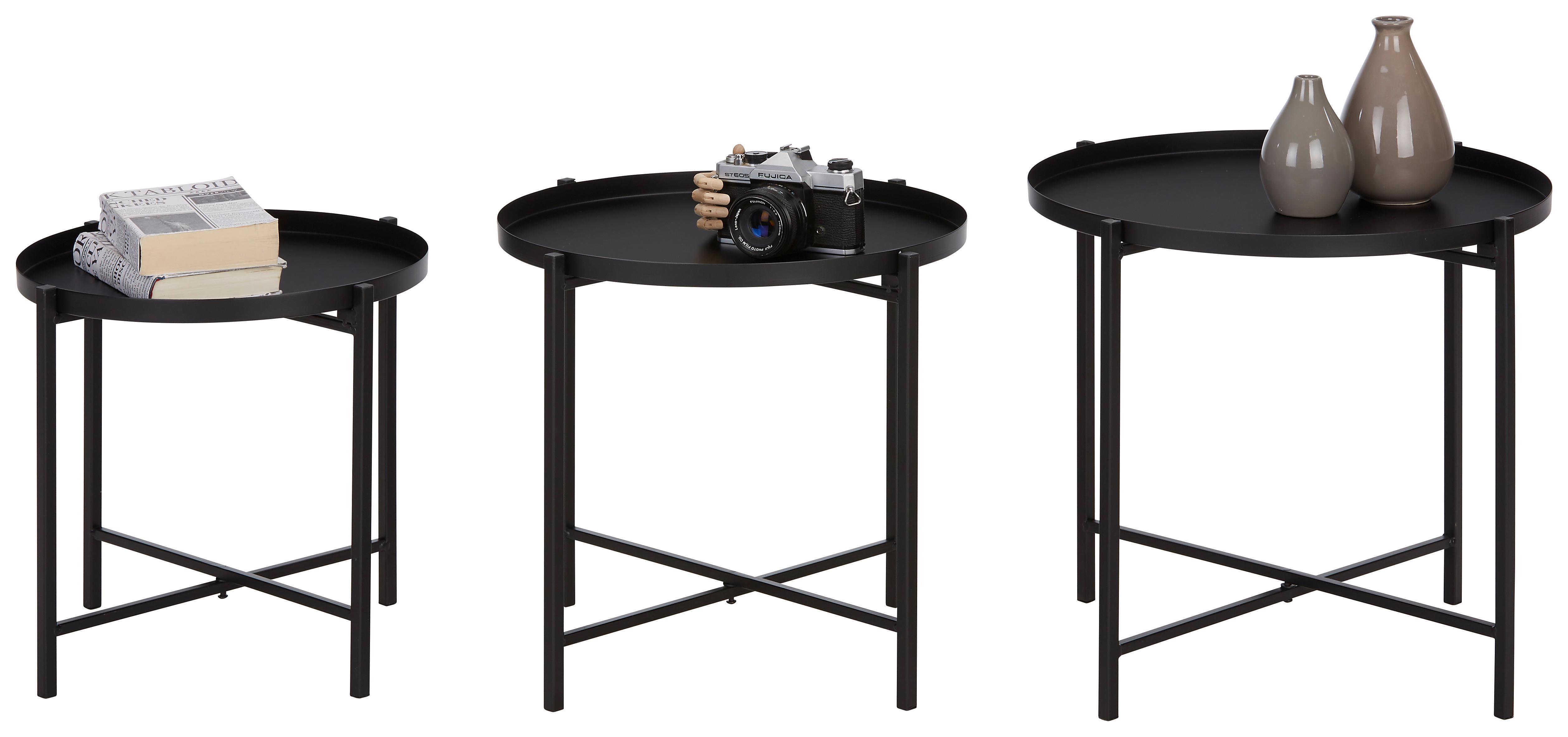 Beistelltischset in Schwarz, 3-teilig - Schwarz, Modern, Metall (39-43-48/37-40-43cm) - Mömax