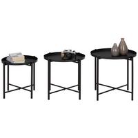 Kisasztal Szett 3 Részes Bristol - fekete, Modern, fém (39-43-48/37-40-43cm) - Mömax