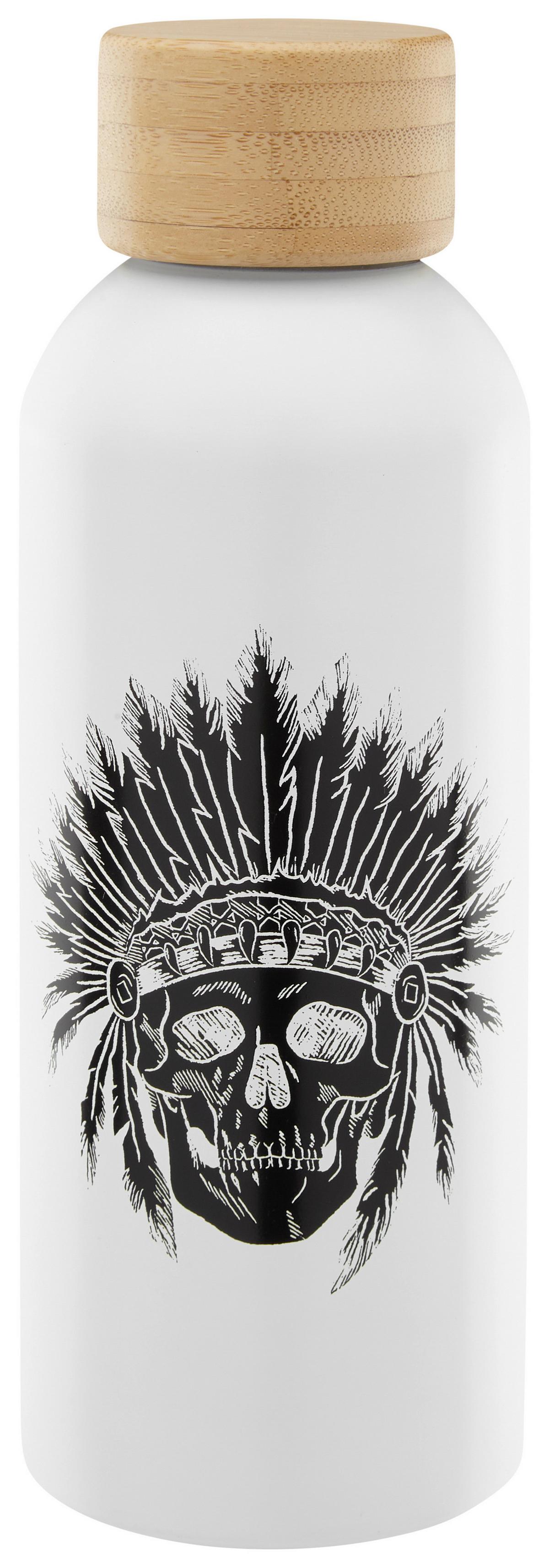 Thermosflasche FUN - Schwarz/Weiß, Holz/Metall (500ml) - Premium Living