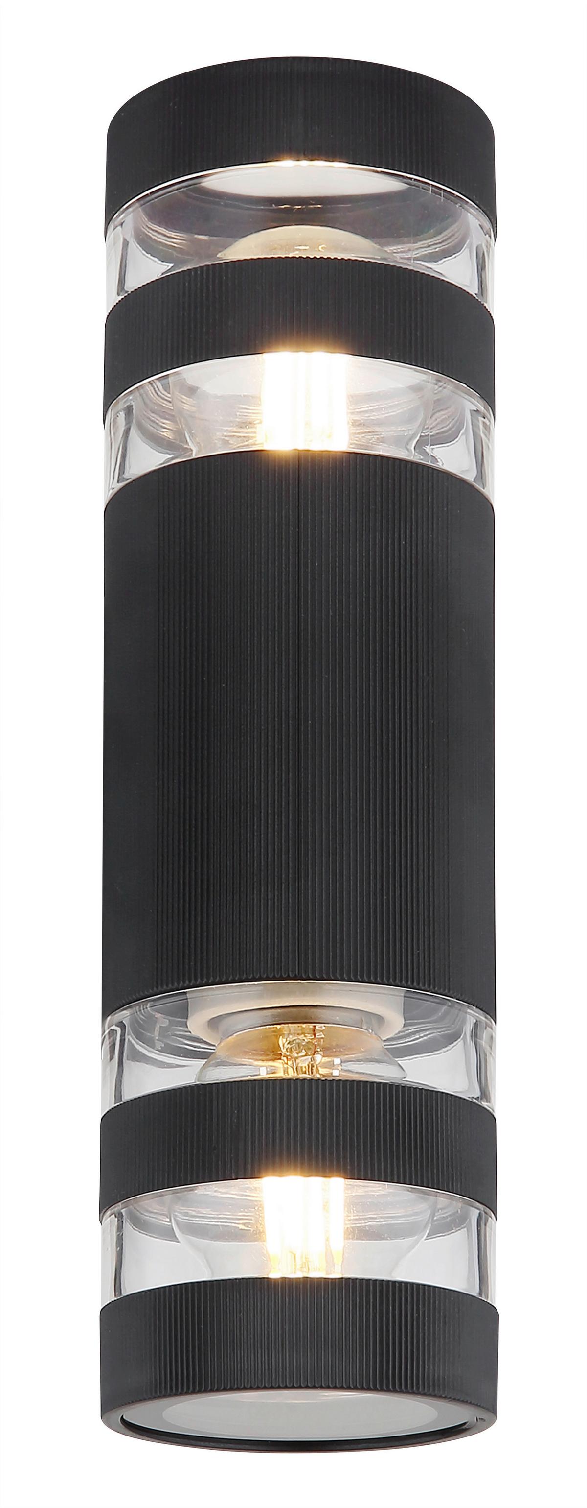 WANDLEUCHTE 78260S HAYES - Klar/Schwarz, Basics, Glas/Kunststoff (22/6,5/6,5cm) - Globo