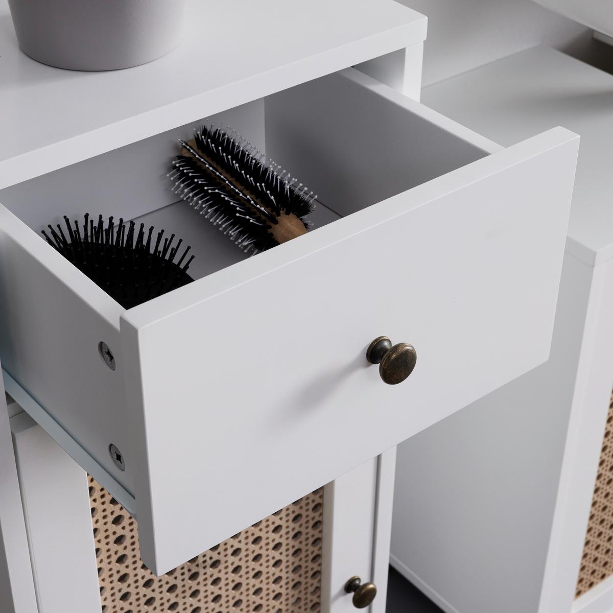 Alsószekrény Fehér-natúr Lisa - natúr színű/bronzszínű, Modern, faalapú anyag/fém (32/89/30cm) - Bessagi Home